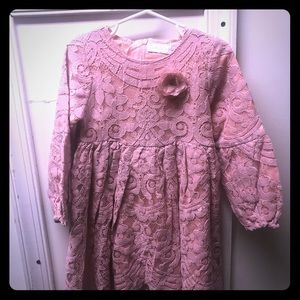 Pink lace girls dress, size 4